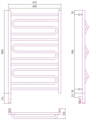 Полотенцесушитель электрический Сунержа Элегия 3.0 1000x600